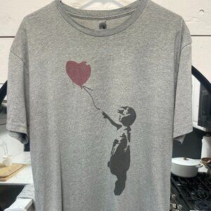 🎈 Banksy “Balloon Girl” Soft Heather Grey T-Shirt – Men's Large